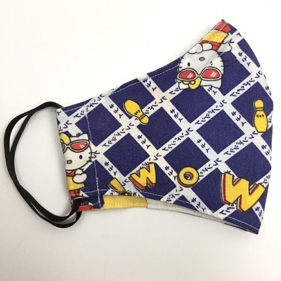 2/$15 - Hello Kitty Mask, Blue Checked Hello Kitty Face Mask, Filti Filter - Picture 2 of 13